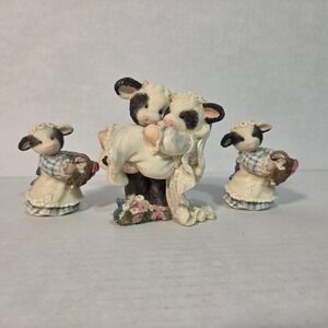 Vintage Enesco Mary's Moo Moos Wedding Lot 3 Bride Groom Flour Girls 1995